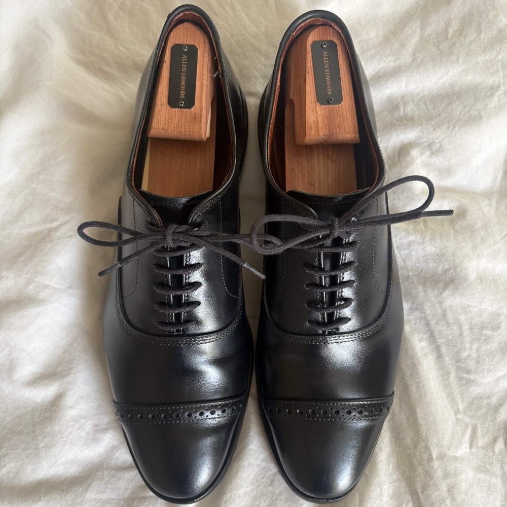 Allen Edmonds Fifth Avenue Leather Cap-Toe Oxfords 9 D Black Dainite Soles